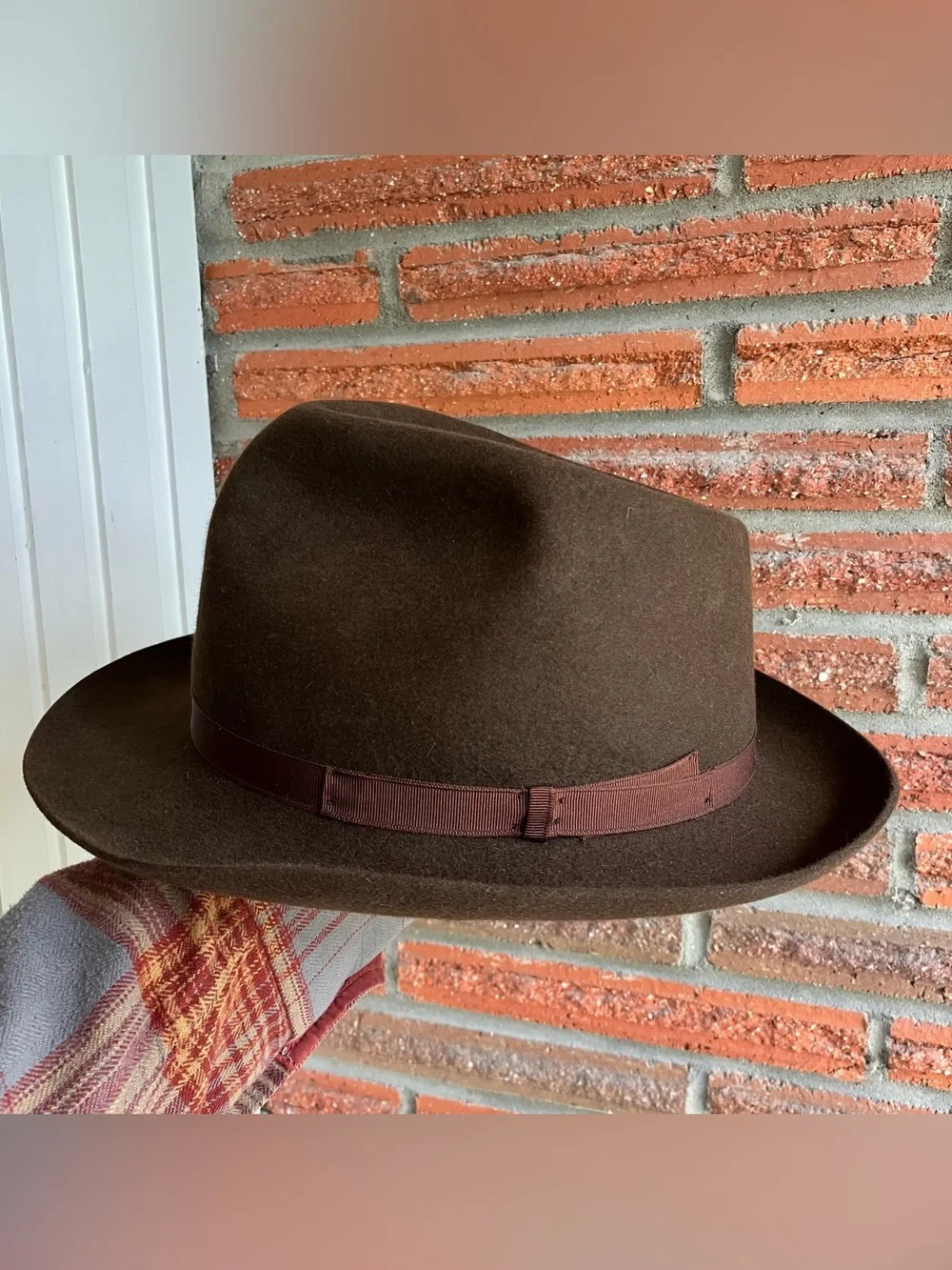 Borsalino Rain Proof Line Water Repellent Brown Fedora 7 3/8 - 7 1/2